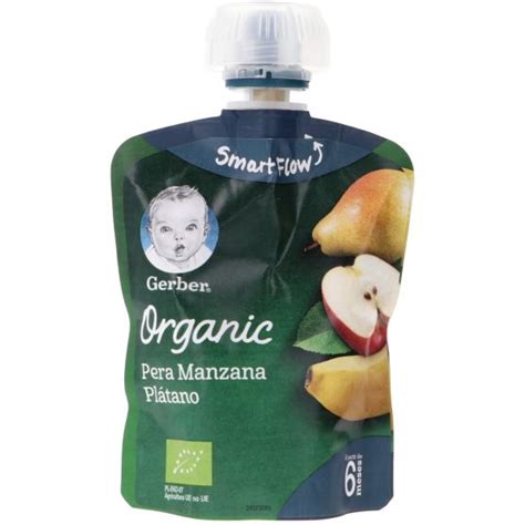 Gerber Organic Pouch Puré Pera Manzana Y Plátano