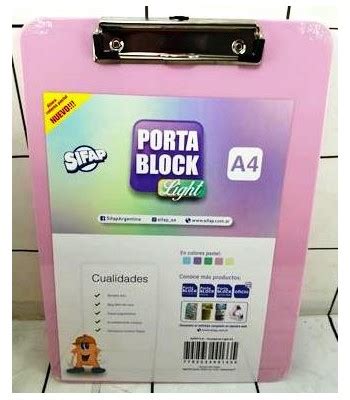 PORTA BLOCK A4 PLASTICO PASTEL SIFAP