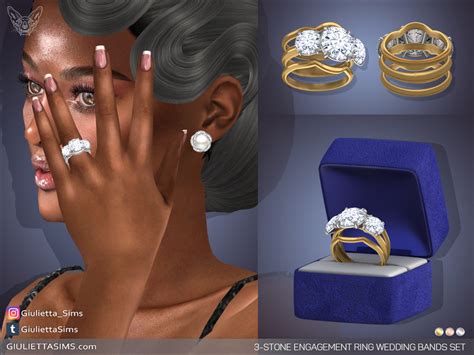 The Sims Resource Stone Engagement Ring Wedding Bands Set