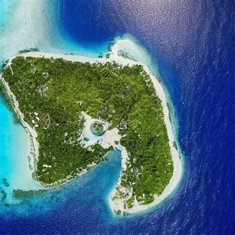 Satellite Imagery Full View Maldives Island Shaped Stable Diffusion