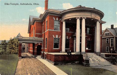 Ashtabula Ohio Elks Temple Exterior Street View Antique Postcard K25358