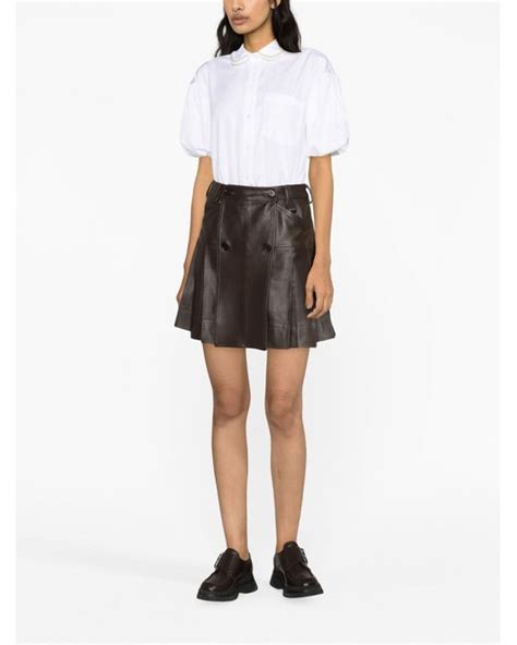 Simone Rocha Pleated Leather Miniskirt In Black Lyst