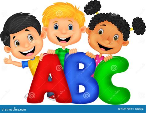 School kids with ABC stock vector. Illustration of friends - 45747992