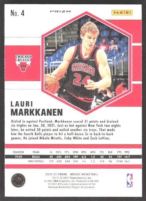 Panini Mosaic Lauri Markkanen Chicago Bulls Green Prizm Ebay