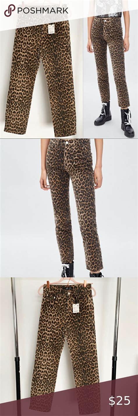 Zara Jeans Leopard Print Size Trf Collection Leopard Print Jeans