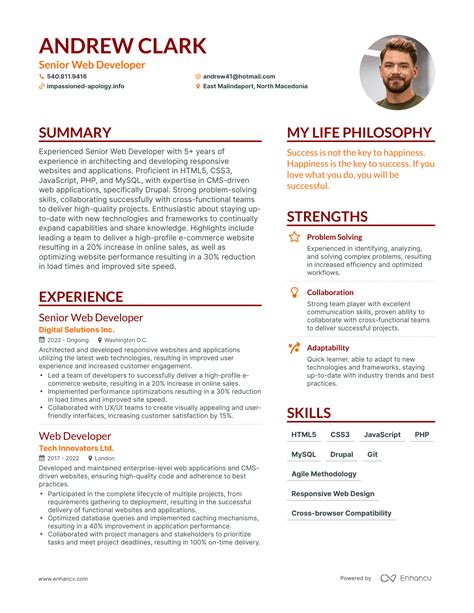 Successful Senior Web Developer Resume Examples And Writing Tips For