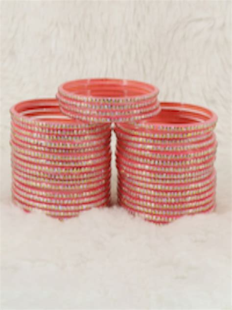 Buy Nmii Set Of Polka Dots Glitter Glass Bangles Bangle For