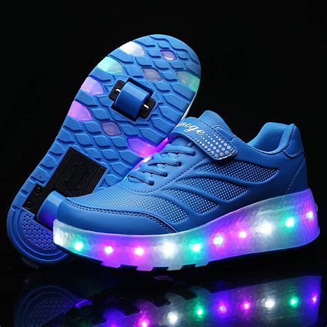 Hot Children Sneakers Child Fashion LED Wheel Shoes Kids One And Two ...