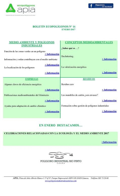 Boletín Ecopolígonos nº 16 enero 2017 Polígono Industrial Río Pinto