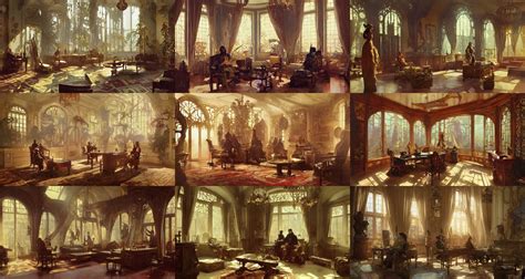 Royal Home Office Interior Art Nouveau Fantasy Art Stable