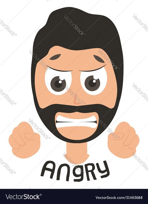 Angry man emoji on white background Royalty Free Vector