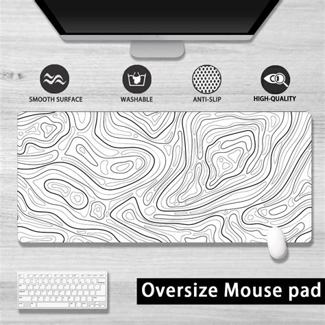 Topographic Mouse Pad Extended Gaming Mousepad Waterproof Non Slip