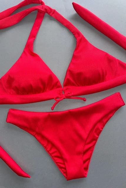 Bikini Topacio Paty Rojo Textura Corduroy Bikinis Y Ropas De Ba O