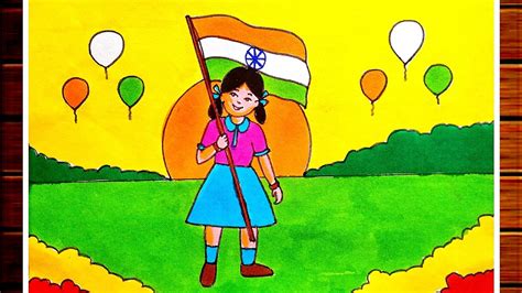 How To Draw Indian National Flag Republic Day Drawing Independence Day