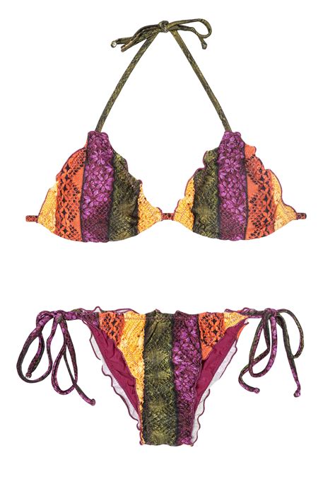 Triangle Top Bikini In A Colourful Stripe Pattern Bilro Color