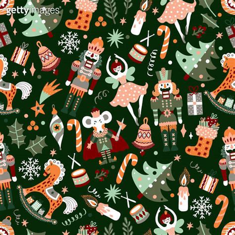 Colorful Christmas Vector Seamless Nutcracker Pattern