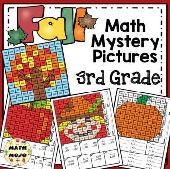 3rd Grade Fall Math Mystery Pictures: Fall Color By Number Activities