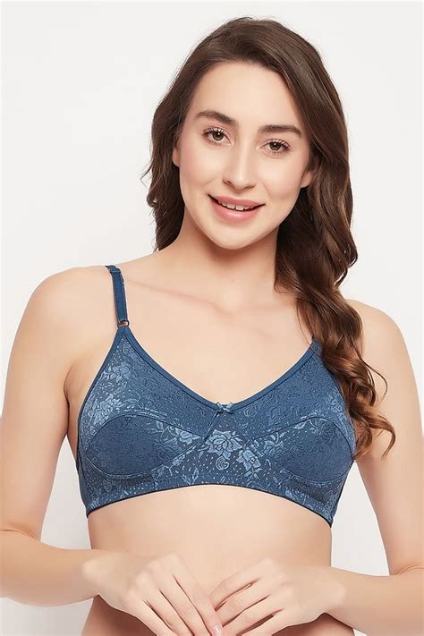 Buy Non Padded Non Wired Full Cup Floral Patterned Bra In Navy Lace Online India Best Prices