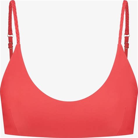 Braided Bandeau Bikinitopje Dames Rood Strapless Bikini Top Gevlochten Detail Bol