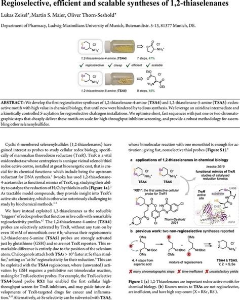 Regioselective Efficient And Scalable Syntheses Of Thiaselenanes