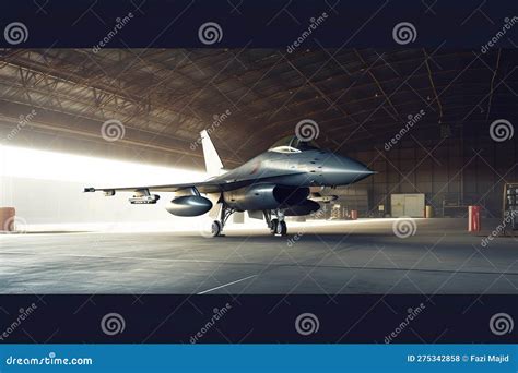 Interior View of a Generic Military Fighter Jet Parked Inside a ...