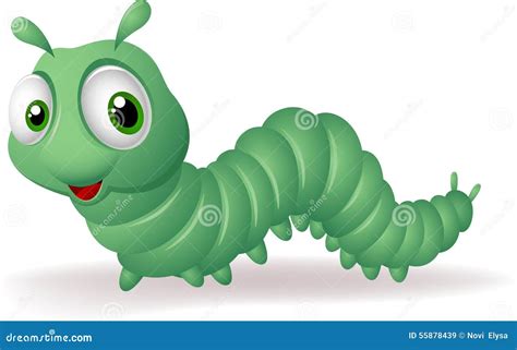 Cartoon Caterpillar Isolated On White Background Vector Illustration