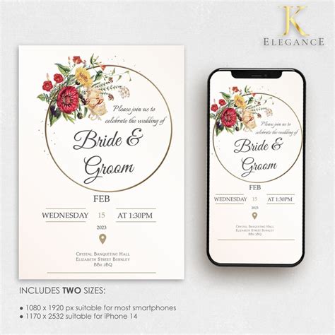 Editable Digital Muslim Wedding Invitation Template Nikkah Walimah