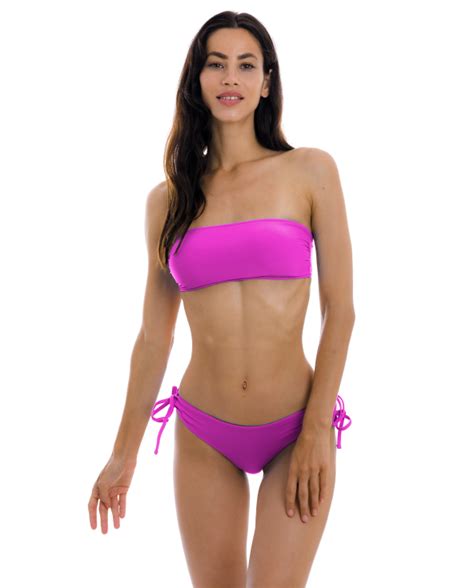 Magenta Pink Brazilian Bikini Bottom With Double Sides Tie Bottom Uv