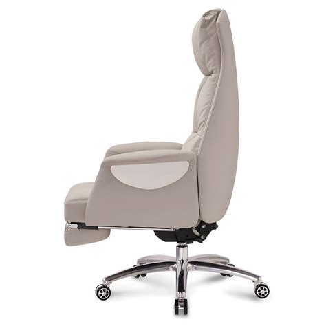 Modern Leather Executive Office Chair High Back Upholstered Desk Chair with Footrest - Gray ...