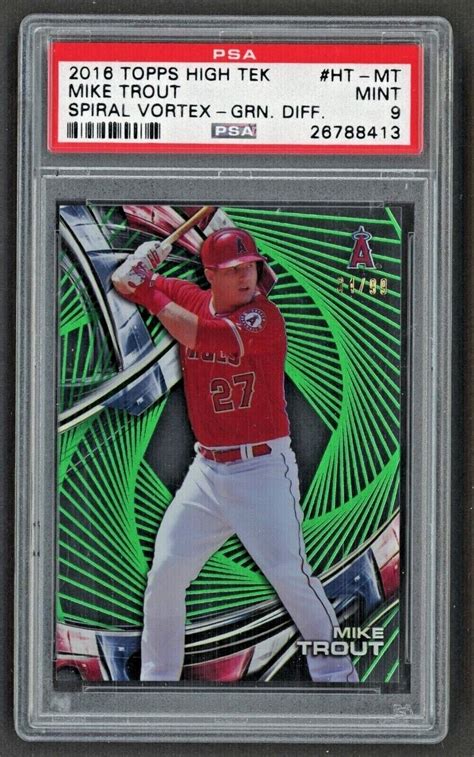 2016 Topps High Tek HT MT MIKE TROUT Spiral Vortex Green Rainbow 34