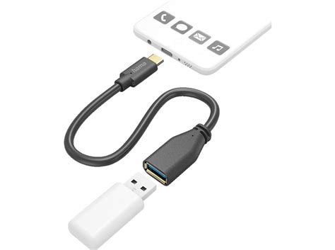 HAMA OTG USB C Stecker Auf USB A Buchse Adapterkabel Schwarz USB Kabel