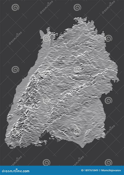 Dark Contour Relief Map Of Baden Wurttemberg Stock Vector