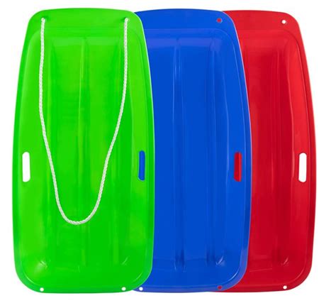 Plastic Snow Sled For Kids Adult Flexible Toboggan Sleds With Pull