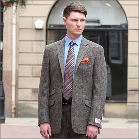 Harris Tweed Brown Blue Herringbone Jacket Cwmenswear