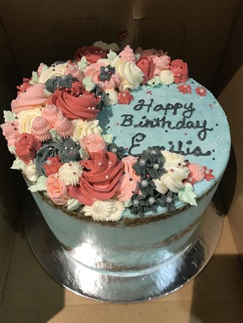 Semi Naked Floral Cake Cake By Cathy Q CakesDecor
