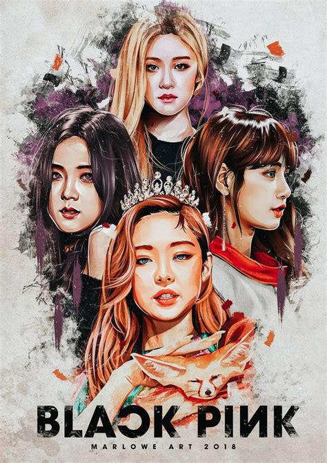 Black Pink Fan Art By Marloweart Pink Posters Pink Drawing