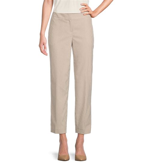 Kasper Seersucker Flat Front Straight Leg Coordinating Slim Fit Pants