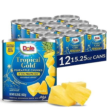 Dole Canned Tropical Gold Pineapple Chunks In Pineapple Juice Is