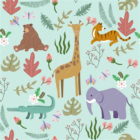 Premium Vector | Jungle animals pattern