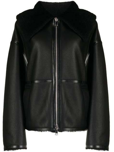 Goen J Shearling Lined Aviator Leather Jacket Farfetch