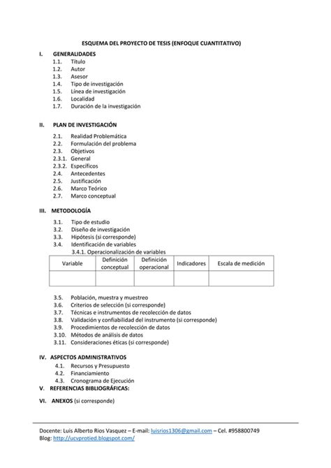 Esquema Proyecto Tesis Ii Semestre Pdf