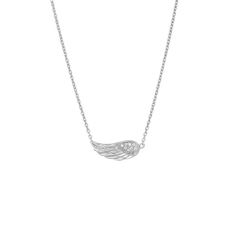 18 Sterling Silver Cz Accented Angel Wing Necklace 9880226 Hsn