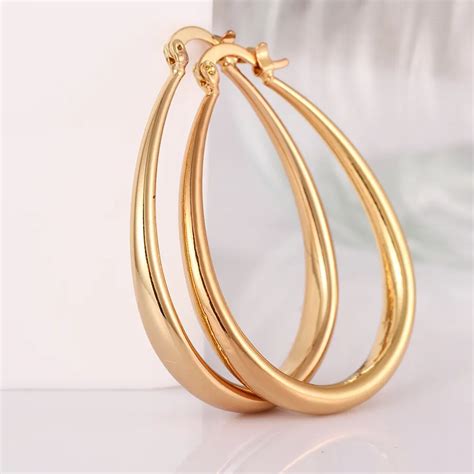 New Fashion Jewelry 24k Gold Hoop Earrings For Women Pendientes Aros Brincos Free Shipping