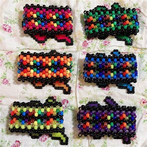 Rainbow Worm On A String Scene Layered Perler Neon Handmade Etsy