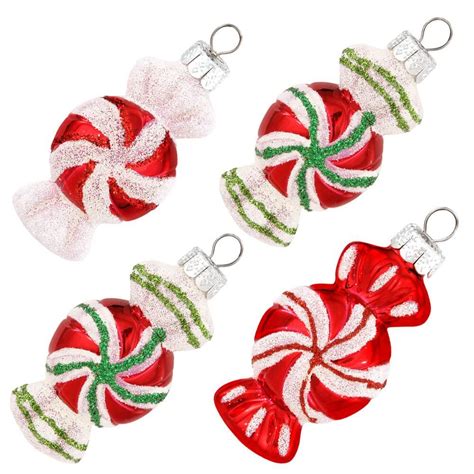 Set Of 4 Shatterproof Peppermint Candy Ornaments Peppermint Candy Ornaments Candy Ornaments