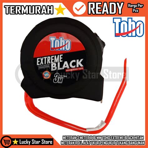 Jual METERAN 3 METER X 16 MM TOHO EXTREME BLACK HITAM METERAN ROLL ALAT