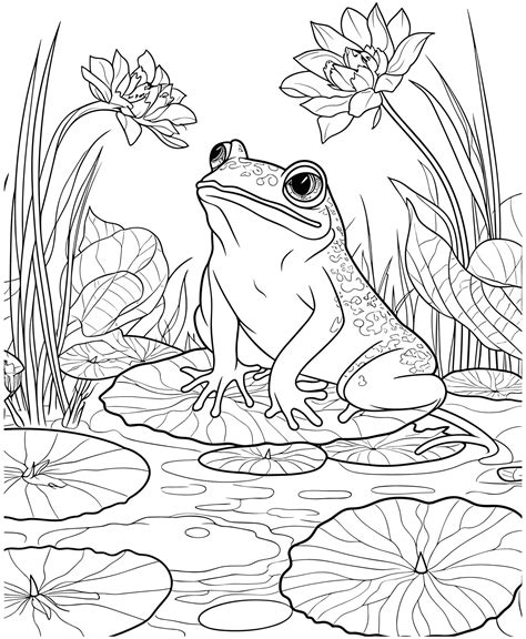 realistic frog on the river coloring pages 27303717 Vector Art at Vecteezy