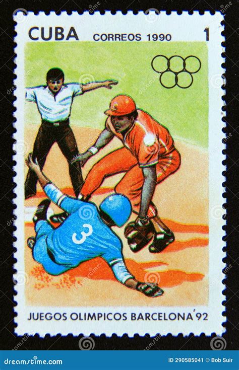 Postage Stamp Cuba Baseball Game Contestants Editorial Photo