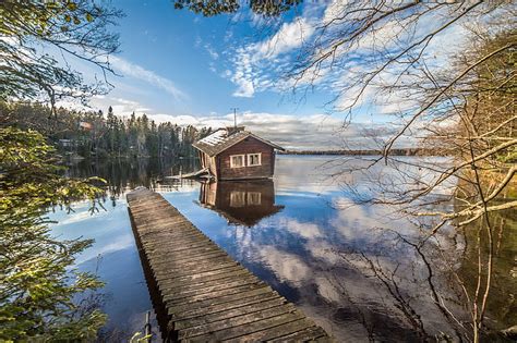 1920x1080px | free download | HD wallpaper: bridge, finland, forest, house, lake, the ...