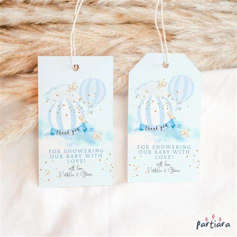 Hot Air Balloon Favor Tags Boy Baby Shower St Birthday Party Etsy